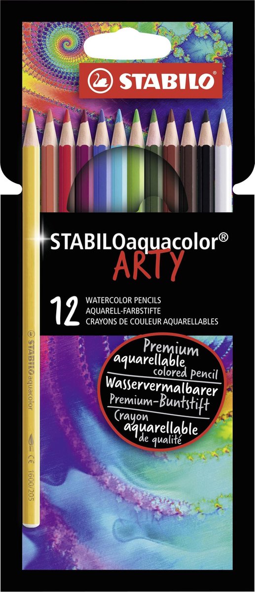 STABILO Aquacolor - Premium Aquarel Kleurpotlood - ARTY Etui 12 Kleuren