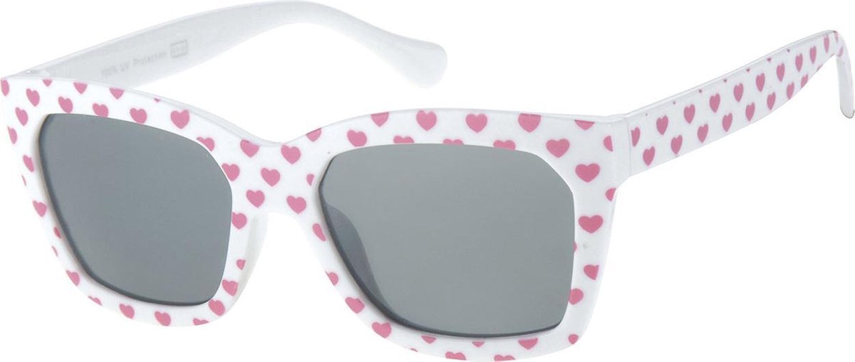 Kinderzonnebril 5 - 8 jaar Meisjes Love White Hartjes Kids Kinderbril Zonnebril Valentijn Beste Koop