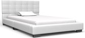 Bedframe Wit 180x200 cm Kunstleer (Incl LW Led klok) - Bed frame met lattenbodem - Tweepersoonsbed Eenpersoonsbed