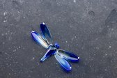 Accessoires "Libelle" groot. Blauw. 11 cm. Kristalglas. (dit is GEEN asbestemming!)