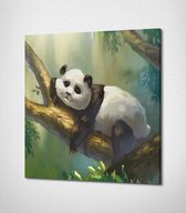 Panda On A Tree- 30 x 30 cm - Dieren - Schilderij - Canvas - Slaapkamer - Wanddecoratie  - Slaapkamer - Foto op canvas