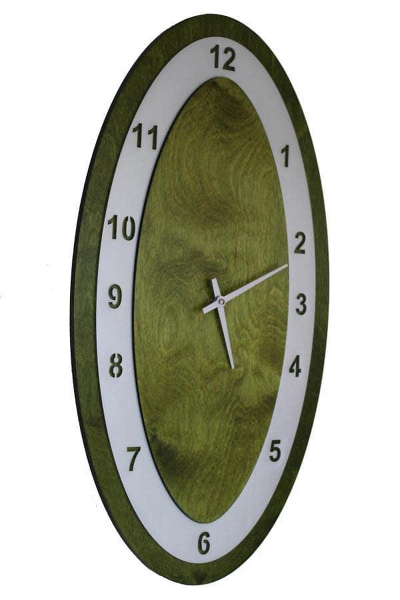 Kare Design Wandklok Felice Groen - Moderne Minimalistische Klok 30cm Met Oranje Accent