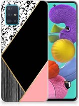 TPU Hoesje Geschikt voor Samsung Galaxy A51 Zwart Roze Vormen