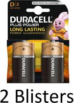 4 Stuks (2 Blisters a 2 st) Duracell Plus Power D batterijen