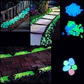 1OO stuks Kunstmatige Lichtgevende Kiezelstenen-Glow in the Dark Stenen-Decoratie-Aquarium Stenen-Blauw en Mix kleuren-Planten bodem steentjes