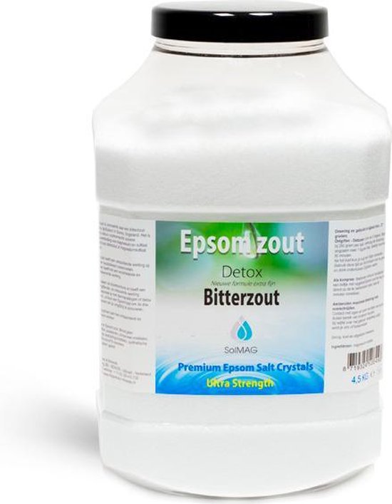 Epsom zout-Bitterzout - Magnesiumsulfaat - Badzout - 4,5 kg - in luxe pot