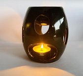 Oliebrander 'drum 'zwarte keramiek 9x10x9cm Aromabrander voor geurolie of wax smelt