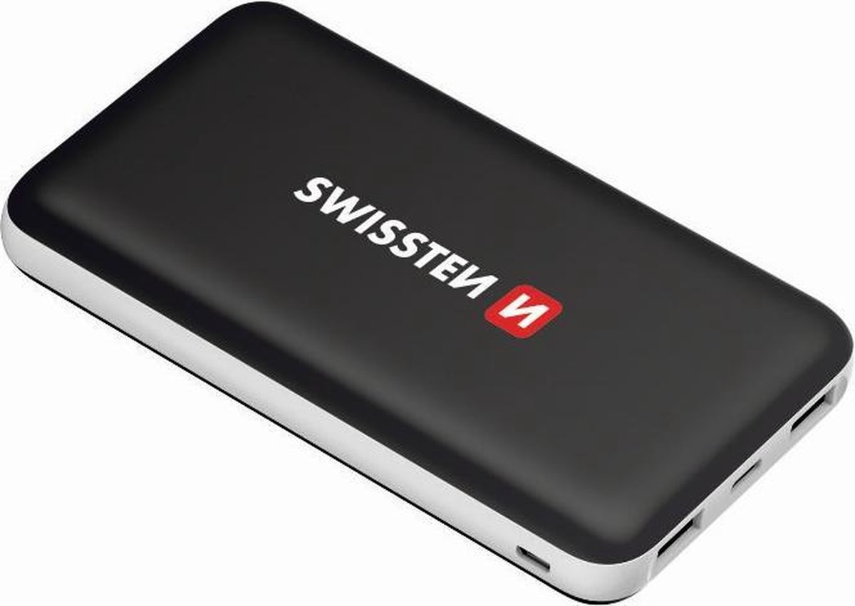 Swissten Powerbank Black Core - 10.000 mAh - Geschikt voor o.a. iPhone & Samsung - Zwart