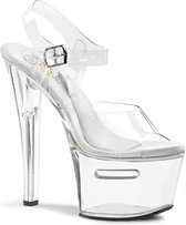 Pleaser Sandaal met enkelband, Paaldans schoenen -40 Shoes- TIPJAR-708-2 Paaldans schoenen Transparant/Zilverkleurig