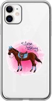 Apple Iphone 11 transparant paarden siliconen hoesje - Horse riding