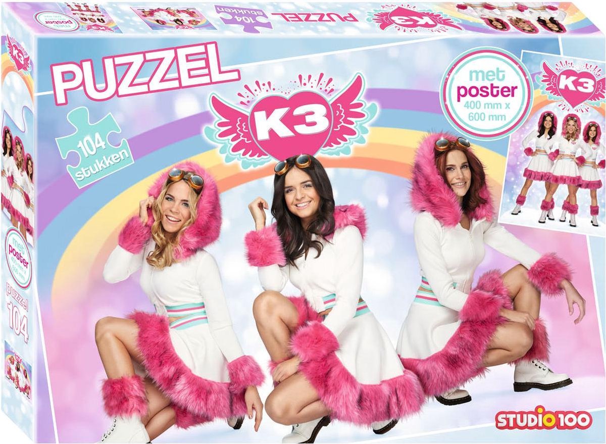 Puzzel K3 dromen met poster: 104 stukjes (MEK3N000