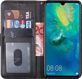 Huawei mate 20 hoesje bookcase met pasjeshouder zwart wallet portemonnee book case cover