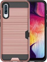 Luxe Card Case voor Samsung Galaxy A20 - Roze - Shockproof Pasjeshouder - TPU - Hard PC