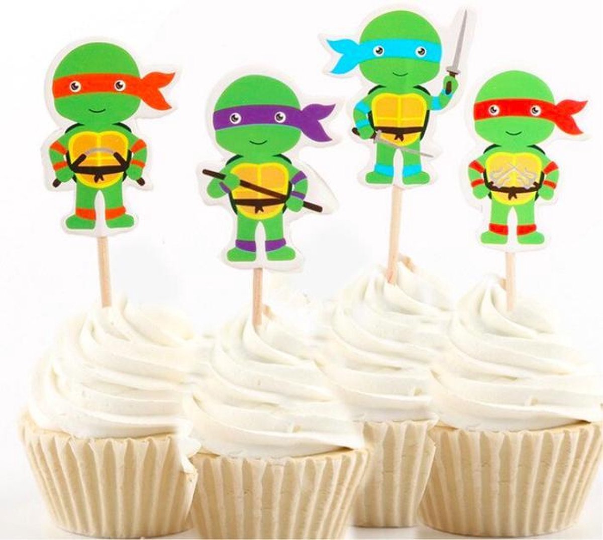 ProductGoods - 24 x Leuke Ninja Turtles cocktailprikkers | Verjaardag | Sateprikkers | Traktatie | Feest | Cake topper decoratie | Prikkers