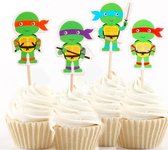 ProductGoods - 24 x Leuke Ninja Turtles cocktailprikkers | Verjaardag | Sateprikkers | Traktatie | Feest | Cake topper decoratie | Prikkers