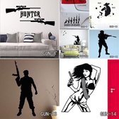 3D Sticker Decoratie Wapen Soldaat Muursticker voor Jongens Kamer Pistool Muur Vinyl Art Decor Tank Militaire Airpalne Geweer Woondecoratie - GUN6 / S