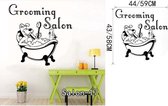 3D Sticker Decoratie Petshop Verzorgingsalon Muursticker Hond in bad nemen Afneembaar Vinyl Art Kat Decals Home Decor - Salon17 / Small