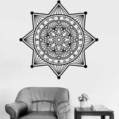 3D Sticker Decoratie Muur Vinyl Sticker Muurtattoo Interieur Mandala Ornament Indidan Geometrisch Om Lotus - Yellow