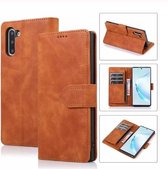 Lederen Telefoonhoesje Book Case Samsung S10e– Inclusief pasjeshouder Samsung S10e – Book Case Samsung S10e – Bruin/Cognac