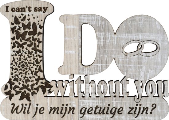 Originele houten wenskaart - kaart van hout - Wil je mijn getuige zijn