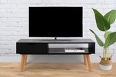 Lifa Living - TV Meubel Venetië - Zwart - MDF en Metaal - met Lade - Max gewicht: 15 kg - 100 x 40 x 40 cm