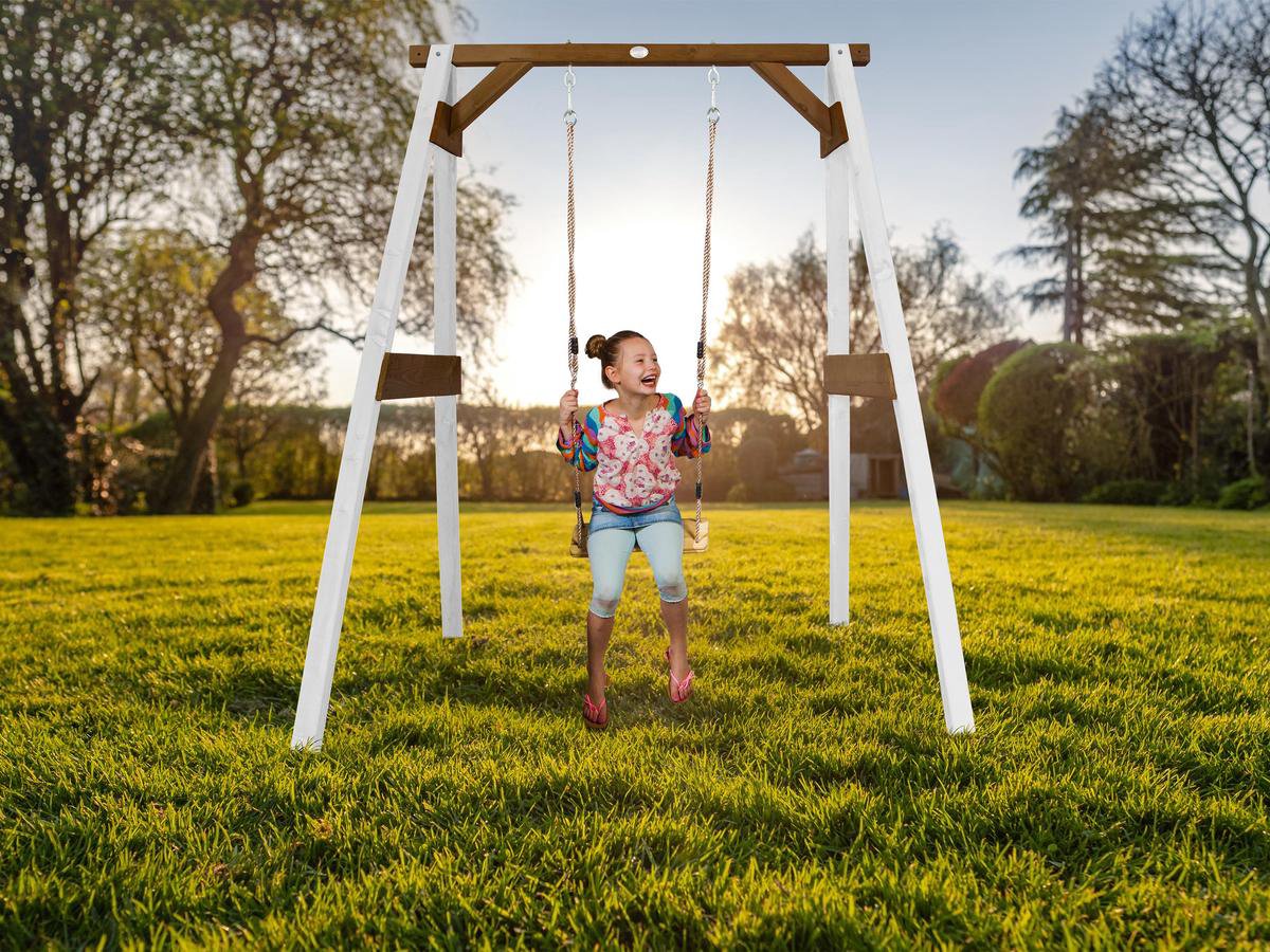 AXI Enkele Houten Schommel in Wit/Bruin - FSC hout - Vrijstaande schommelset voor kinderen met houten schommelzitje - Schommelset voor kinderen - 10 jaar Garantie! — afbeelding 7