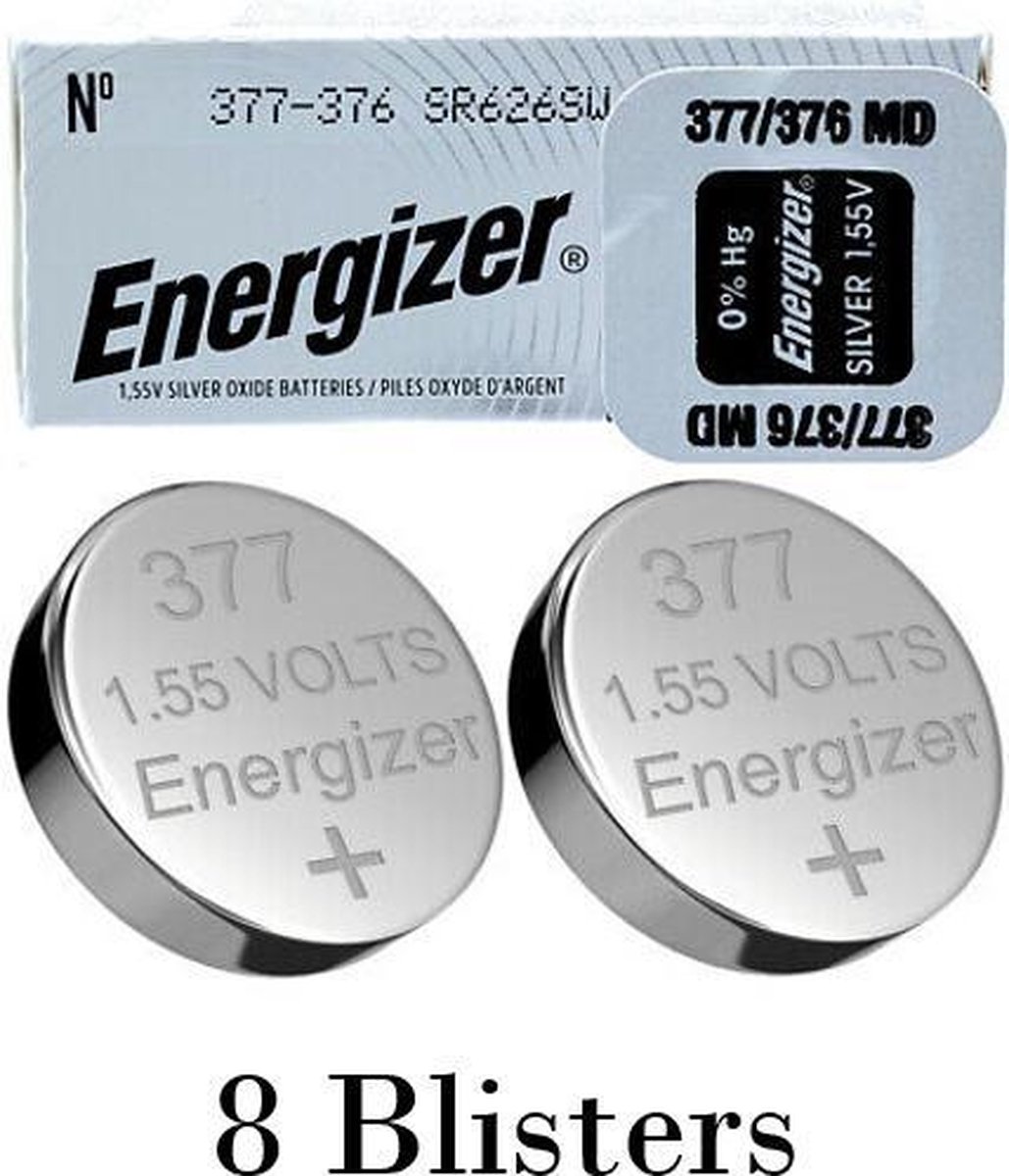 8 stuks (8 blisters a 1 stuk) Energizer 376/377 MD 1.55V knoopcel batterij