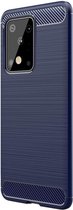 Samsung Galaxy S20 Ultra Geborsteld TPU Hoesje Blauw