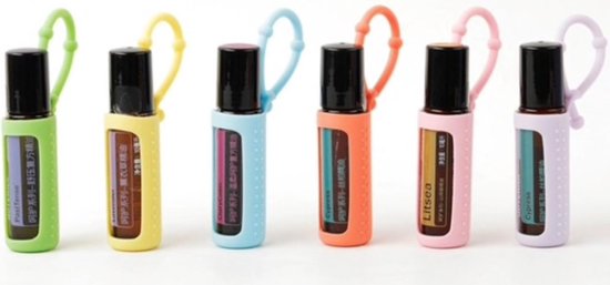 Siliconen beschermhoesjes - 5 stuks - voor 5 ml flesjes (kleinste formaat) - Essential Oil Shop