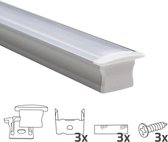1M led strip profiel inbouw - 15mm hoog - Profiel voor led strips - Wit