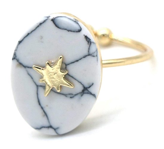 Ring Marbre et étoile du Nord - Métal - Taille unique - Dorée - Dielay
