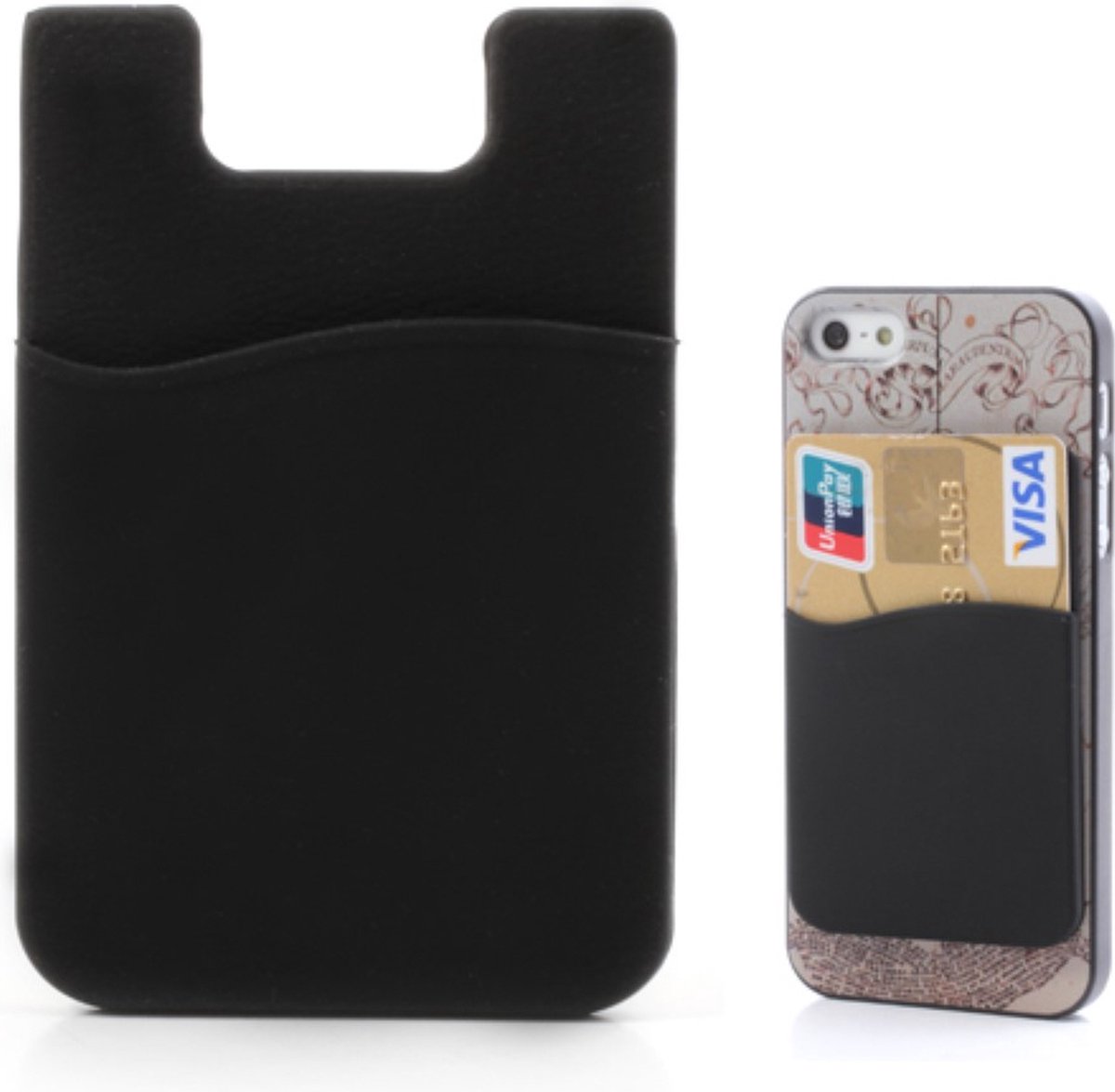 Opplakbare pasjeshouder - Silicone hoesje voor op telefoon - Universele  Cardholder Zwart | bol.com