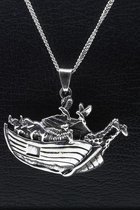 Zilveren Ark van Noach ketting hanger - 2