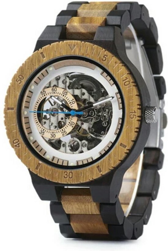bol.com | Houten horloge Longfield16 Athos Skeleton wood