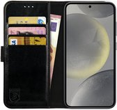 Rosso Element Book Case Wallet Hoesje Geschikt voor Samsung Galaxy S24 | Portemonnee | 3 Pasjes | Magneetsluiting | Stand Functie | Zwart