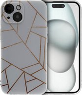 iMoshion Hoesje Geschikt voor iPhone 15 Hoesje Siliconen - iMoshion Design hoesje - Meerkleurig / White Graphic