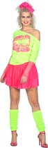 Wilbers & Wilbers - Jaren 80 & 90 Kostuum - Big Lips Smooch Neon Groen 80s Vrouw - Groen - Small / Medium - Carnavalskleding - Verkleedkleding