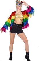 Wilbers & Wilbers - Feesten & Gelegenheden Kostuum - Festival Shake It Off Rainbow Jas Vrouw - Multicolor - One Size - Carnavalskleding - Verkleedkleding