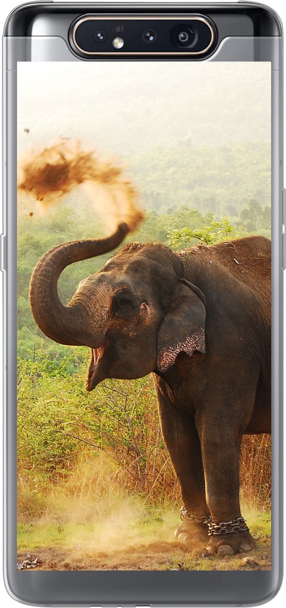 Telefoonhoesje Geschikt voor Samsung Galaxy A80 hoesje - Olifant - Dieren - Bos - Bomen - Siliconen Telefoonhoesje Telefoonhoesje