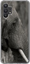 Geschikt voor Samsung Galaxy A32 5G hoesje - Olifant - Dieren - Zwart - Wit - Siliconen Telefoonhoesje
