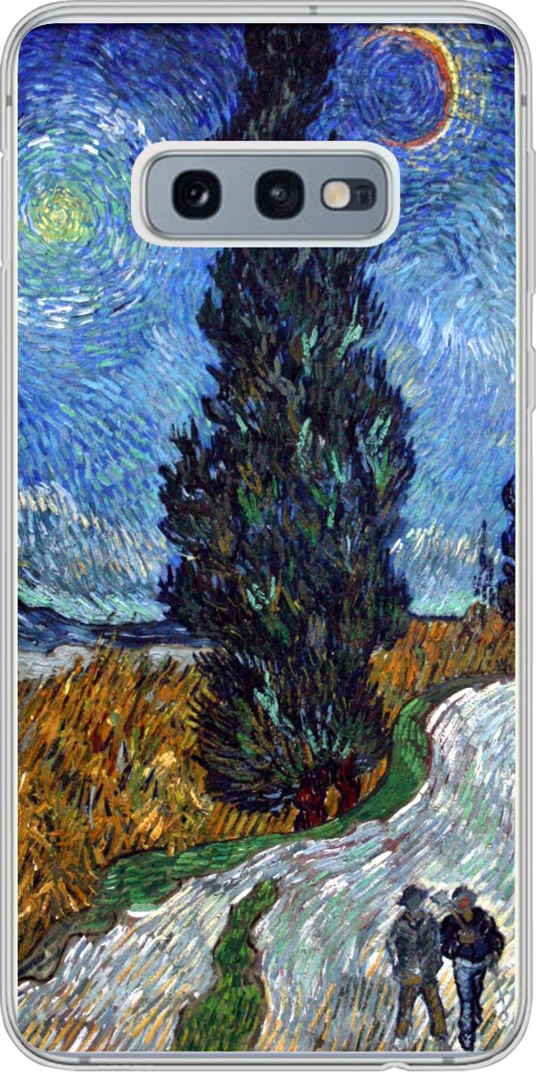 Telefoonhoesje Geschikt voor Samsung Galaxy S10e hoesje - Weg met cipres en ster - Vincent van Gogh - Siliconen Telefoonhoesje Telefoonhoesje