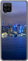 Geschikt voor Samsung Galaxy A12 hoesje - New York - Skyline - Nacht - Siliconen Telefoonhoesje