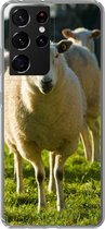 Geschikt voor Samsung Galaxy S21 Ultra hoesje - Schapen - Dieren - Wol - Siliconen Telefoonhoesje