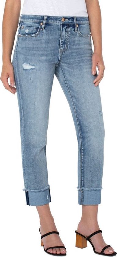 Liverpool Marley Girlfriend Raw Cut Jeans - Mid Rise, Slim Fit, Bloomington Wash