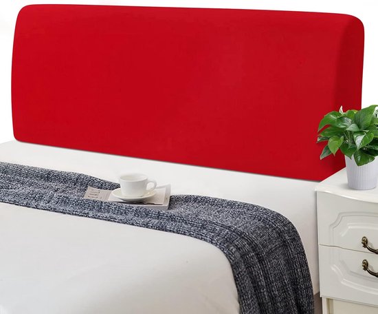 Housse de tête de lit, extensible, lavable, épaisse, élasthanne, anti-poussière tout compris, housse de tête de lit pour lit double, lit simple, lit, housse de tête de lit (120-140 cm, rouge)