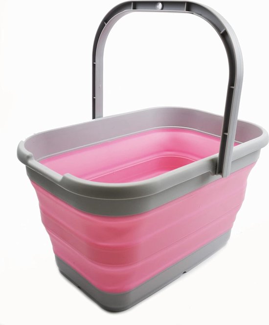 Foldable rectangular, convenient bucket, 12 liters, 1, gray/pink | bol