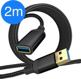 LuTech® USB Verlengkabel 3.0 - 2 Meter - Gold Plated - Snelheid tot 5Gbps - Anti-Buigen - USB 3.0 Female naar USB 3.0 Male - USB kabels