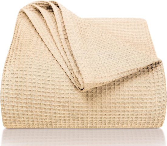 Famanu - Premium sprei 240 x 260 cm XXL – wafelpiqué 100% katoen – lichte zomerdeken