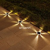 Paquet de 4 spots Arisenn® à six rayons – Lampes Solar Plein air terrasse, 6 LED étanches pour Jardin, allée, chemin, patio, pelouse, clôture – Lot de 4
