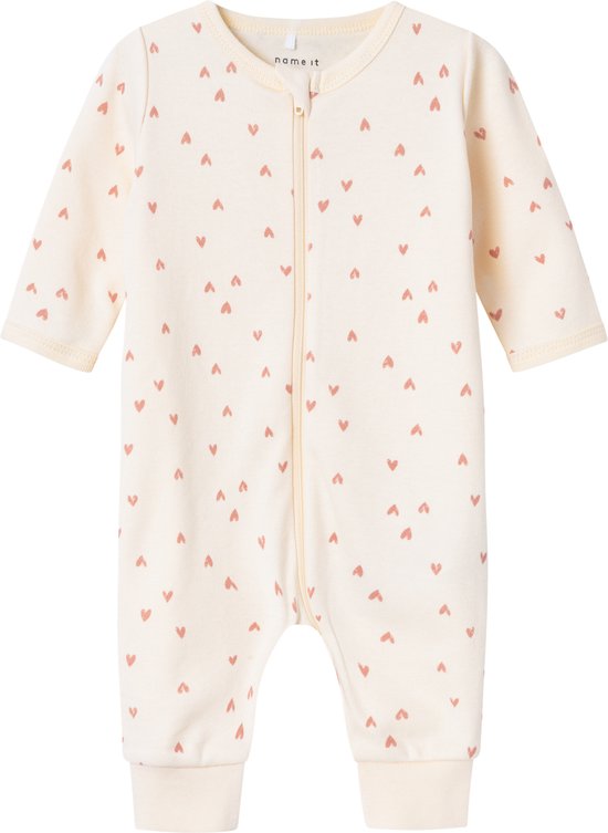 NAME IT NBFNIGHTSUIT ZIP BUTTERCREAM HEARTS NOOS Meisjes Pyjama - Maat 74